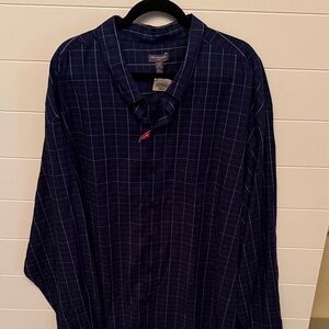 Van Heusen Flex Dark Blue Plaid Shirt